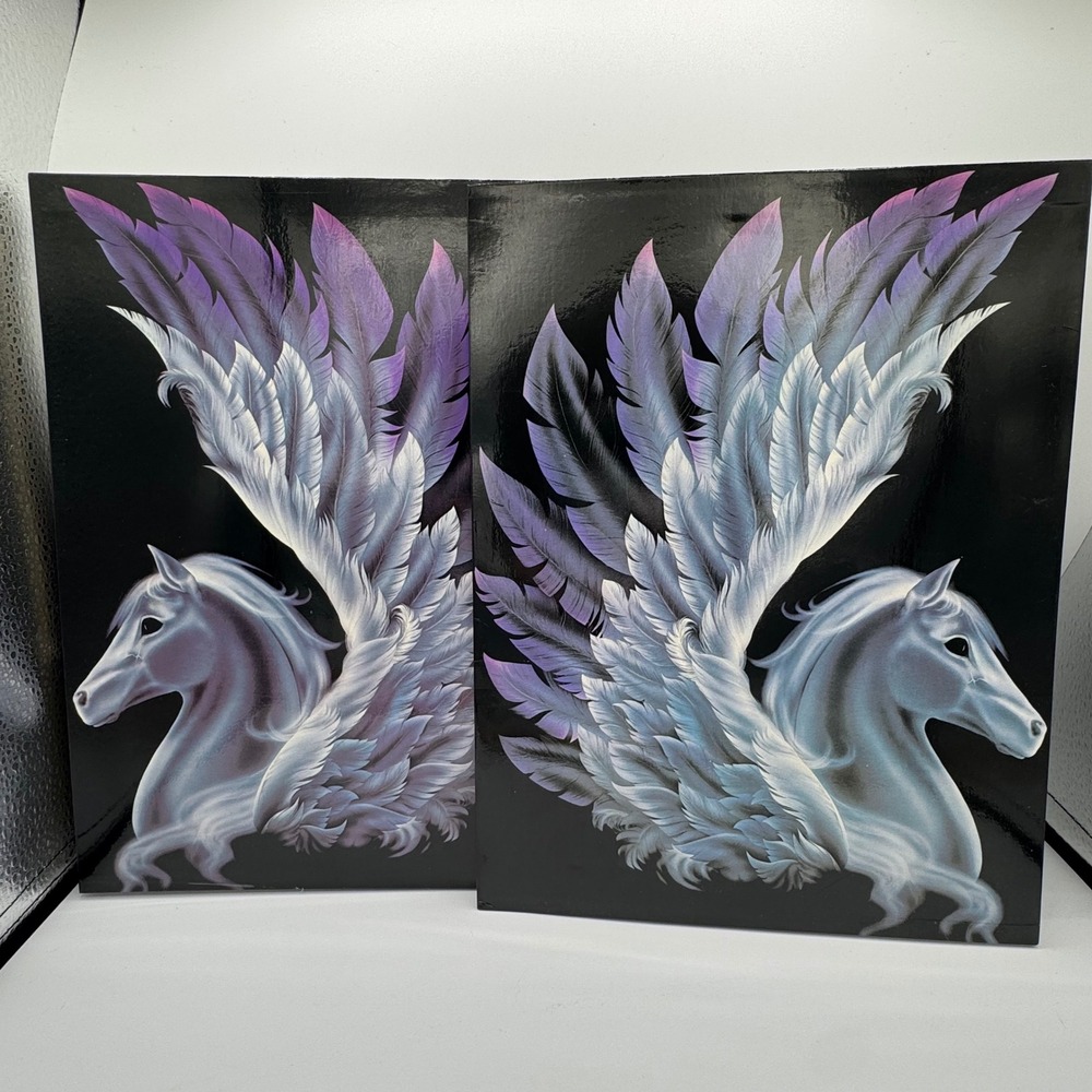 Vintage 80s Mead Fantasy Pegasus Portfolio Folders Set of 2 Winged Horse Black